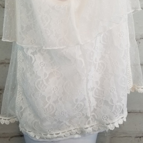 American Eagle S White Floaty Tiered Lace Tank Top - Picture 4 of 9